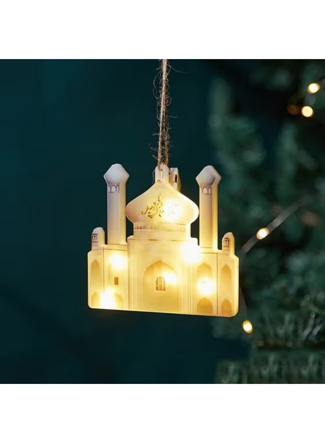Ramadan LED decoration with hanging mosque and star shapes, adding a beautiful festive touch to your home. Made of lightweight and durable plastic, perfect for indoor decoration during Ramadan and Eid. - Image 2
